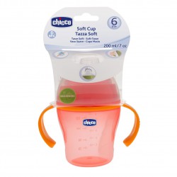 Obrázok CHICCO - Fľaša učiaca s uškami Soft Cup 6m+, červená