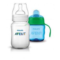 Obrázok Avent fľaša 260ml Klasik+ cumlík nočný 0-6m